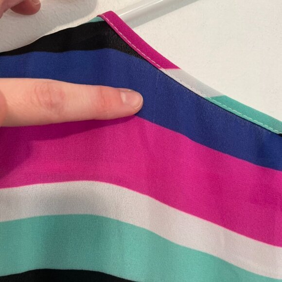 TORRID 1 Plus Size Striped Georgette Pocket Tank Top Blue White Pink Summer 1X - Picture 11 of 16